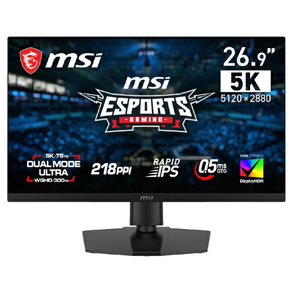 【2026年10月01日発売】 MSI｜エムエスアイ USB-C対応 ゲーミングモニター MAG 271KPD7 [26.9型 /5K(5120×2880） /ワイド /75Hz]