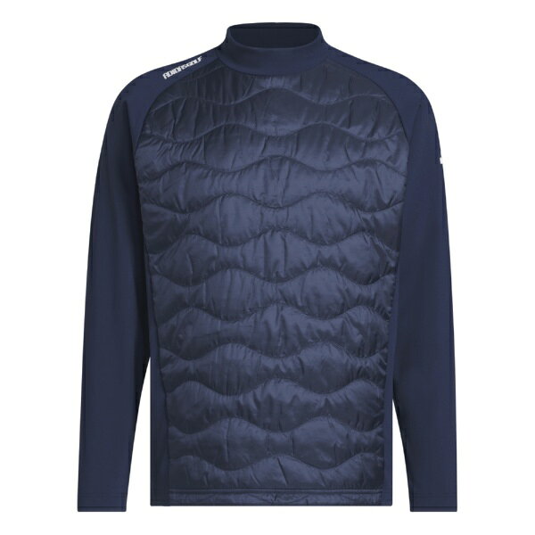 アディダス｜adidas メンズ 保温 キルトコンビネーション モックネック 長袖シャツ カレッジネイビー×カレッジネイビー KA044 [メンズ /J/XLサイズ]【返品交換不可】