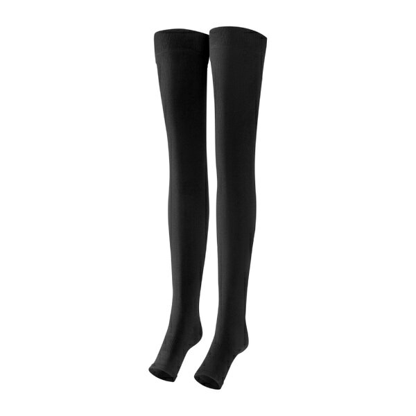 【商品詳細】【強着圧設計のレディース着圧ソックス】ALICE Socksは、太ももから足首までをしっかり包み込むレディース用着圧ソックスです。脚まわりをすっきり見せたい方、強めの着圧感を求める方におすすめです。 【めくれにくいボーン入り設計】履き口部分に独自のボーン設計を採用。太もも部分でクルクルとめくれにくく、ずり落ちにくい安定したフィット感を目指しました。長時間の着用時にも快適に使いやすい仕様です。 【オープントゥで蒸れにくい】つま先が開いたオープントゥ仕様で、着圧感がありながらも足先が蒸れにくい設計。日中のインナー使いはもちろん、おうち時間やナイトケアにも取り入れやすい着圧ハイソックスです。 【美脚見えをサポート】伸縮性のある生地が太もも・ふくらはぎ・足首にフィットし、脚のラインをすっきりと演出。スカートやワンピースの下、パンツスタイルのインナーとしても使いやすいブラックカラーです。 【毎日使いやすいシンプルデザイン】無地のブラックカラーで、外出時にもおうち時間にも使いやすいデザイン。洗濯機で洗えるため、毎日のレッグケア習慣に取り入れやすい着圧ソックスです。【注意事項】・本製品を着用する際には、爪を立てずに取り扱ってください。 ・お肌に合わない場合は使用を中止して下さい。 ・締め付けが強すぎると感じる場合は適度な着脱を繰り返してください。 ・医療行為などの本来の目的以外での使用はしないでください。 ・妊娠中やその可能性のある場合は、着用しないでください。 ・着用部分に傷、かぶれ、発心などがある場合は使用しないでください。 ・洗濯の際は洗濯ネットに入れて洗濯をお願いします。【原材料】ナイロン・ラテックス・スパンデックス