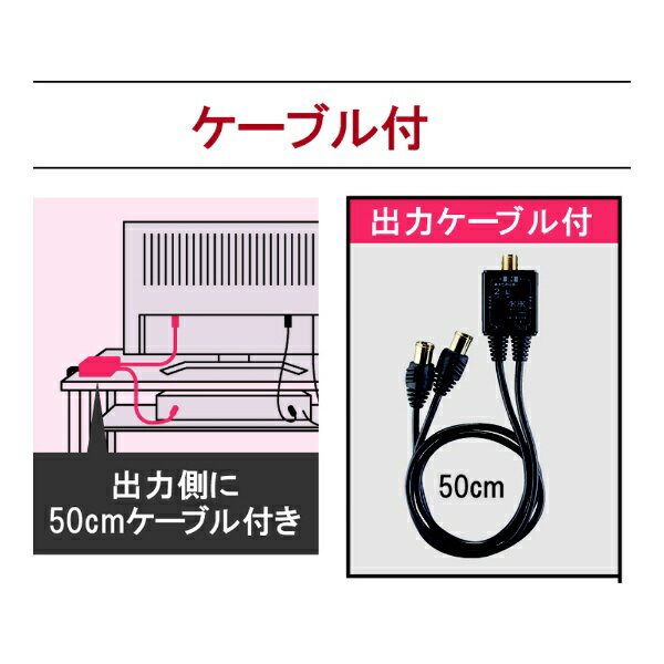 マスプロアンテナ｜MASPRO 4K8K衛星放送対応屋内用全端子電流通過型2分配器 ケーブル付き BKOSP2DWKP