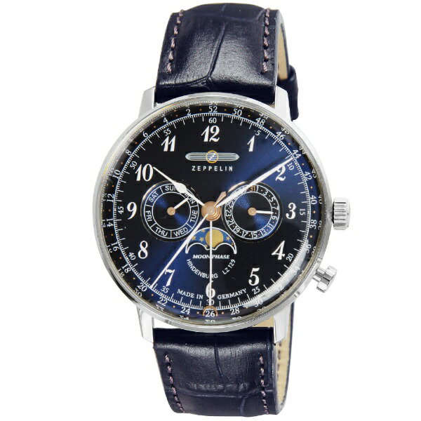 ツェッペリン｜Zeppelin ヒンデンブルグ ムーンフェイズ [HINDENBURG MOONPHASE] 2年保証 [正規品] ネイビー 7036-3 [正規品] 【代金引換配送不可】