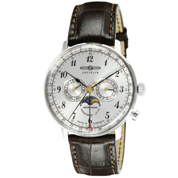 ツェッペリン｜Zeppelin ヒンデンブルグ ムーンフェイズ [HINDENBURG MOONPHASE] 2年保証 [正規品] シルバー 7036-1 [正規品] 【代金引換配送不可】