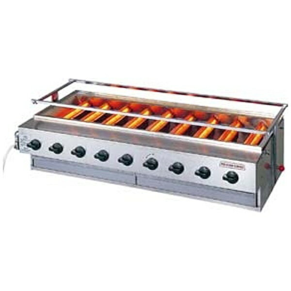■焼物の種類に応じてロストルの高さ（最大140mm）を自由に変えられ、焼き加減が思いのまま煙の出ない「ニュー黒潮シリーズ」です。■新型の強火力・高効率の内部炎口バーナーを搭載しています。・熱効率が従来品に比べ約10％アップし、焼き上がりが速くなっています。・ガスの消費量も少なくてすみ、省エネで経済的です。・NOxの発生量が少なく、調理場の環境改善ができます。■煙の発生を抑えられます。・放熱板を高熱（約800℃）にすることで、放熱板に油やタレが付着せず煙の発生を大幅に削減しています。■掃除も簡単です。・放熱板などが簡単に取り外せて、お手入れが楽な設計です。■遮熱板（防熱板/高さ200mm）が付いています。■この製品はLPガス用になります。※放熱板を750℃以上に保つため火力は必ず全開でご使用ください。※この製品はガス接続口が15Aの機種になります。15Aの機種は取付工事が必要になります。取り扱いガスの専用業者にご依頼をお願い致します。