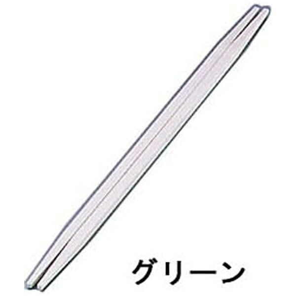 PBT樹脂製の利休箸です。耐熱温度は140℃で、50膳入りです。落ち着いたグリーンの色合いです。