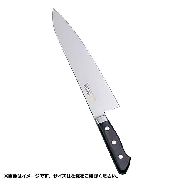 サビに強いモリブデン鋼を使用、堺實光 INOXシリーズ「牛刀」■包丁の仕様・形状：牛刀（洋刃）型・刃型：片刃・刃渡りサイズ：18cm■サビに強いモリブデン鋼　炭素、ケイ素、マンガンの主3元素の他にクローム、モリブデンを含有しております。鋼の中にクロームを12%以上加えることによって耐食性が向上しサビが出にくくなります。■切れ味の抜群、刃持ちの良さ　一日にかなりの量を切る場合なども切れ味が維持できる包丁になっています。■和包丁のような片刃仕上げ　洋包丁は基本的に両刃です。和包丁に強い實光刃物は洋包丁にも片刃を採用しています。　※完全な片刃ではなく片刃に近い刃付けです。　※片刃のため、右利き仕様となっております。■INOXシリーズ（2021年4月時点取り扱い）・ペティーナイフ（12、15cm）・牛刀（18、21、24、27、30cm）・筋引（24、27cm）・洋出刃（21、24cm）・三徳（18cm）・骨スキ（丸型15cm、角型15cm）※数字は刃渡りサイズです。（實光刃物）　堺600年の歴史　昔から優れた伝統技術を受け継ぐ「堺打刃物」、伝統工芸品に指定され、現在も多くの料理人に愛用されています。　實光は先人の貯えた匠を継承し、時代の先端を行く刃物づくりにまい進しています。