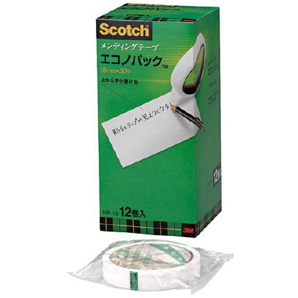 ■コピーやスキャンをしても影がでません。■貼るとテープがほとんど見えなくなり上質な仕上げ感です。■テープの上から文字が書けます。■丈夫で変色しにくく、本・辞書などの補修に最適です。■お得な大容量パックです。■フラットファイル類の見出し部の保護、補強に便利です。【用途】・書類の補修・補強・修正に。・切り貼りやスクラップ、ラベルの作成や保護に。・直接文字が書けないものへの書き込み、パンチ穴などの補強に。・本の修理や封筒などの封かんに。【仕様】・色： 半透明・幅（mm）： 18・長さ（m）： 30・厚さ（mm）： 0.058・芯径（インチ/mm）： 3/76・タイプ： 12巻パック・粘着力： 2.7N／10mm・手で切断可能・紙箱入り・巻芯には再生紙を使用（分別廃棄不要）【材質／仕上】・基材： アセテートフィルム マットフィニッシュ（つや消し加工）・粘着剤： アクリル系【注意】・巻芯径25mmタイプは通常のテープカッターではご使用いただけません。・巻芯径76mmの大容量パックは長さが30mです。