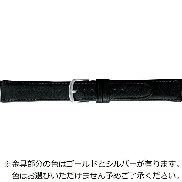 バンビ｜BAMBI 時計バンド ロングサイズ 本革 スムース 撥水 かん幅17mm 美錠幅16mm 【金具色指定不可】 ブラック BCA003AO(2)