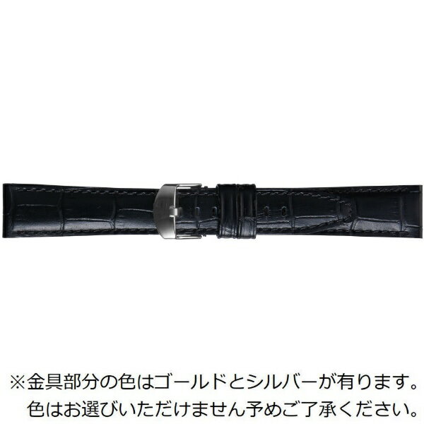 バンビ｜BAMBI 時計バンド 本革 アリゲーター型押し 平ツク棒 かん幅24mm 美錠幅22mm ブラック SK112A-W