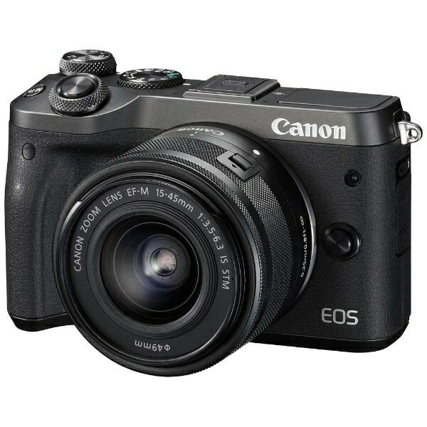 【送料無料】 キヤノン　CANON EOS M6【EF-M15-45 IS STM レンズキット】（ブラック／ミラーレス一眼カメラ）