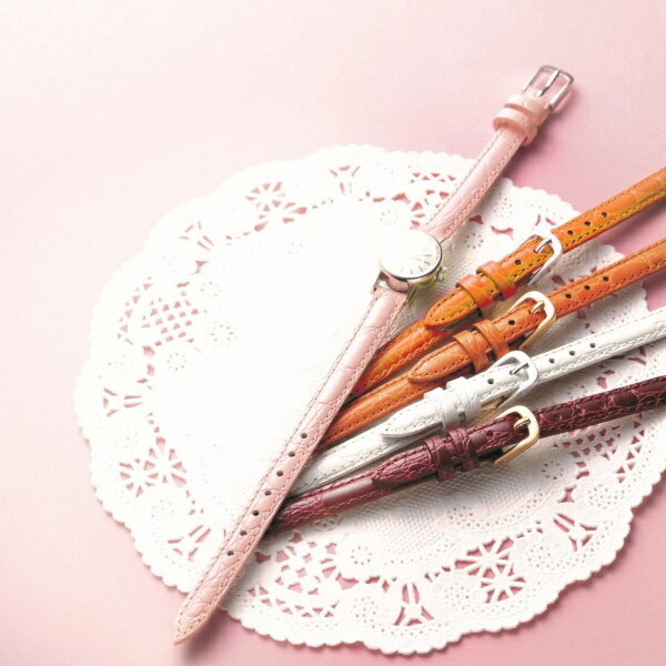 バンビ｜BAMBI 時計バンド 本革 型押し かん幅14mm 美錠幅12mm【金具色指定不可】 オレンジ BK017O-L