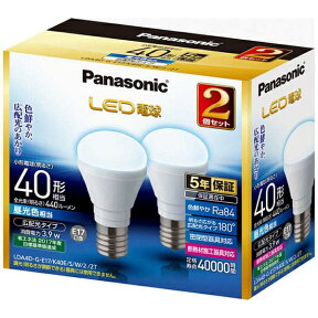 パナソニック｜Panasonic LDA4D-G-E17/K40E/S/W/2/2T LED電球　小形電球形 ホワイト [E17 /昼光色 /2個 /40W相当 /一般電球形][LDA4DGE17K40ESW22T]