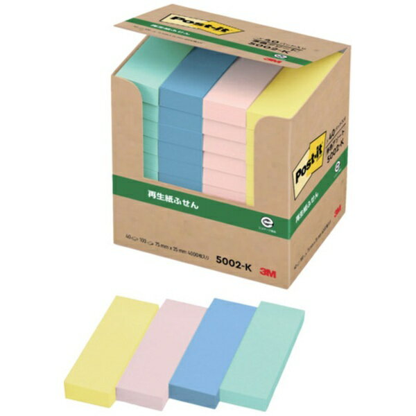 Label Paper - 3Mジャパン｜スリーエムジャパン ポスト・イット　75X25mm　100枚X40パッド　4色混色　4000枚【rb_mmml】