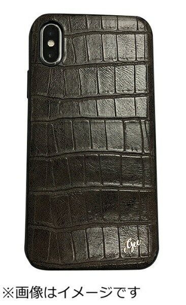 ウイルコム｜WILLCOM iPhoneX用背面クロコダイル調ケースブラウン