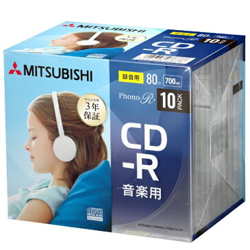 三菱ケミカルメディア　MITSUBISHI　CHEMICAL　MEDIA 音楽用CD-R Phono-R 10枚パック【ビックカメラグループオリジナル】 MUR80FN10D1B ブルー