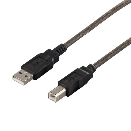 BUFFALO｜バッファロー USB2.0ケーブル (A to B) 5m スケルトン BCUAB250BS ブラックスケルトン[BCUAB250BS]