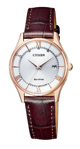 【エントリーで最大全額ポイント還元｜11/27迄】 CITIZEN｜シチズン CITIZEN COLLECTION（シチズンコレクション） エコ・ドライブ電波時計［ソーラー電波時計］ 薄型ペアモデル ES0002-06A ホワイト/ブラウンレザー[ES000206A]