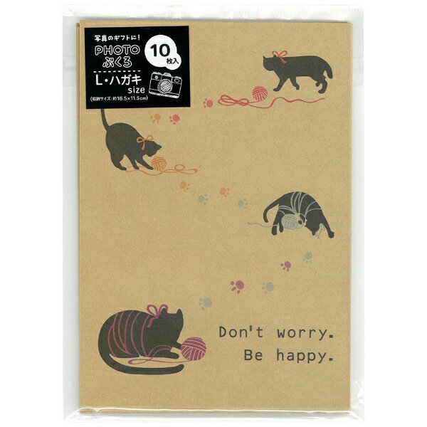 ナカバヤシ|Nakabayashi PHOTOぶくろ L・ハガキサイズ 10枚 ネコ
