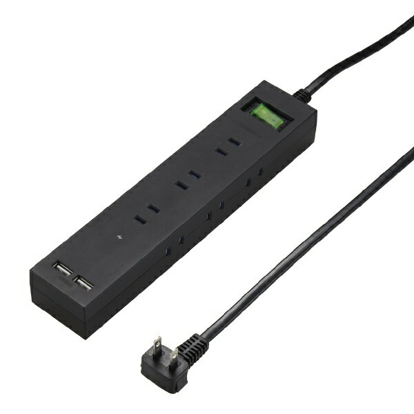 YAZAWA｜ヤザワ USBタップ ブラック H6BK11122UBK 2.0m /9個口 /スイッチ付き（一括） /2ポート H6BK11122UBK