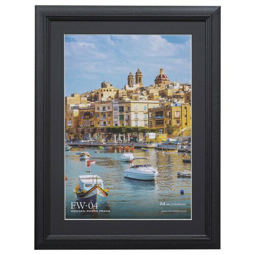 HAKUBA|ハクバ 木製額 FW-04 ブラック A4 FW-4-BKA4 ブラックA4切