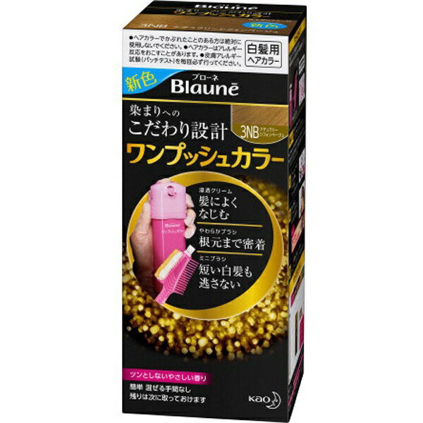 花王｜Kao Blaune（ブローネ）ワンプッシュカラー ナチュラリーシフォンベージュ 3NB 1剤40g+2剤40g