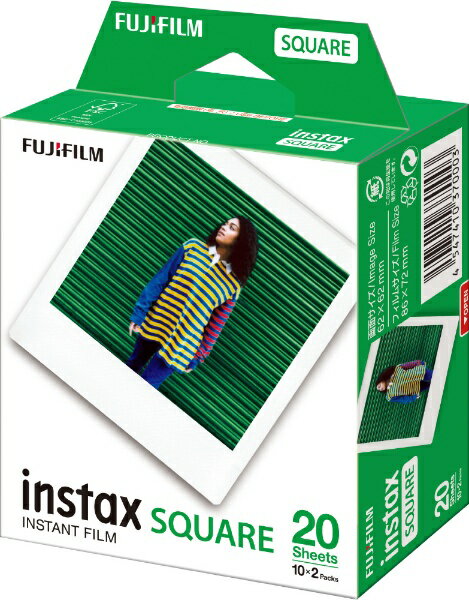 富士フイルム｜FUJIFILM チェキ　インスタントフィルム　カラー instax SQUARE ホワイト [10枚 /2パック][チェキ用フィルム20枚 INSTAXSQUAREWW2]