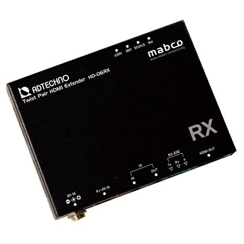 ■カテゴリ5e/6のLANケーブル1本で1080p60/48bitの信号を最大100m（4K UHD（a）60信号を最大30m）まで、HDMI信号を非圧縮で伝送できるHDBaseT規格を活用したHDMI延長器「受信機」です。■帯域は最大10.2Gbpsで、4K UHD（a）60、3D、HDCP2.2、CEC、最大7.1chの高品位オーディオに対応し非圧縮伝送が可能なため、画像の劣化を少なく遅延レスで長距離伝送が可能です。■また、LANケーブルにて電源を伝送するPoC（パワー・オーバー・ケーブル）に対応しております。■筺体にはアルミを採用し受信機側（HD-06RX）の発熱を先代モデルと比べ約20％低減しています。