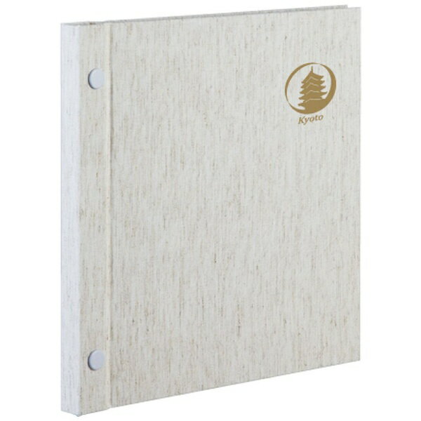 五十塔が表紙を飾る雅なホック式アルバム■”パチッ”と簡単に付け外しができる「ホック式金具」を使用。■心が和らぐ、風合いある生地感が特徴。月から覗く五重塔を表すシンボルマークが表紙をそっと飾ります。※1ページにLサイズ・ポストカード・ハイビジョンなら2枚、2Lサイズなら1枚の写真が貼れます。※本製品は、ミニフリーアルバム（XP-1001等）と台紙サイズ・穴間隔が共通です。