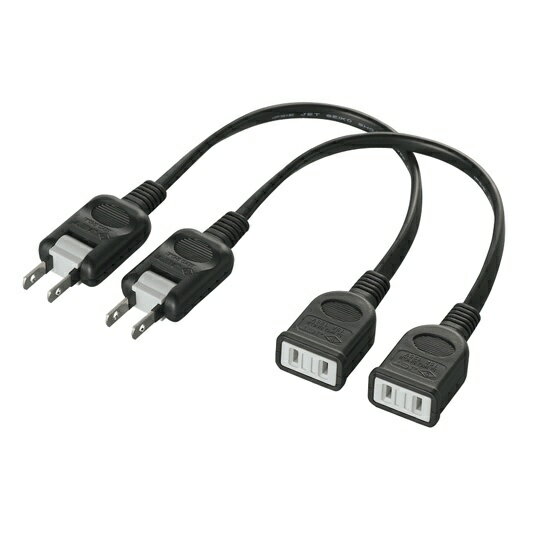 BUFFALO｜バッファロー 電源延長ケーブル 2本セット ブラック BCTAPEX02BKX2 0.2m /1個口 /スイッチ無 BCTAPEX02BKX2