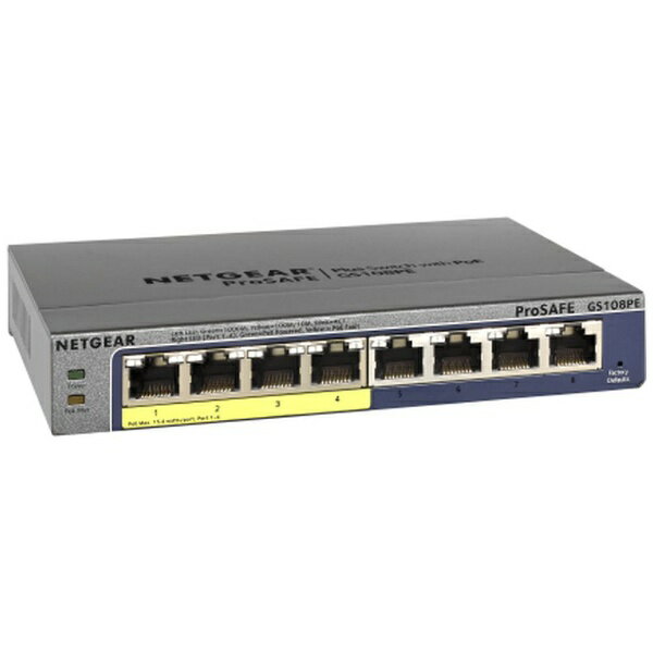 NETGEAR｜ネットギア スイッチングハブ［8ポート・Gigabit対応・ACアダプタ］　アンマネージプラス・スイッチ GS108PE GS108PE-300AJS[GS108PE300AJS]