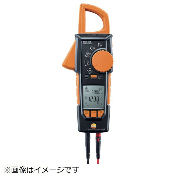 ■AC/DCクランプメーターです。■垂直開閉式ジョータイプです。■突入電流測定に適しています。■最大/最小/平均値表示機能付きです。■TESTO770-2、770-3は別途オプションで温度測定も可能です。【用途】・電気保全設備。【仕様】・検波方式： 平均値整流（MEAN）・最大表示： 4000カウント・抵抗レンジ（Ω）： 400〜40MG・直流電流（A）： 400・交流電流（A）： 400・直流電圧（V）： 600・交流電圧（V）： 600・抵抗（Ω）： 40M・検波方式： 平均値整流（MEAN）・電源： 単4乾電池×3本（付属）・幅（mm）： 95・奥行（mm）： 40・高さ（mm）： 250