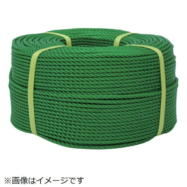 ■軽量で水に強く、強力でショックにも強いロープです。■受注生産品の為、返品不可です。【用途】・ネット、農園芸、インテリアなど。【仕様】・色： 緑・線径（mm）： 12・長さ（m）： 200・包装形態： バンド掛巻・3つ打