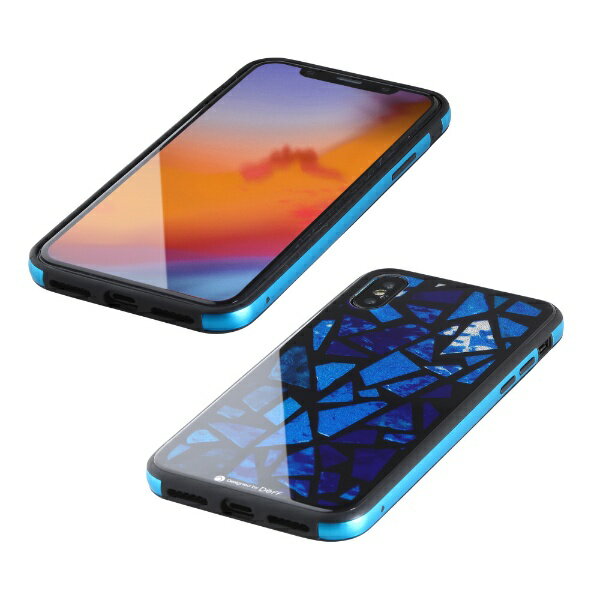 【ビックカメラグループオリジナル】 I-O DATA｜アイ・オー・データ iPhone XS 5.8インチ用 ガラス+TPU+アルミ複合素材ケース 2層印刷 ステンドグラス（ブルー） BKS-IP18STGGASBU