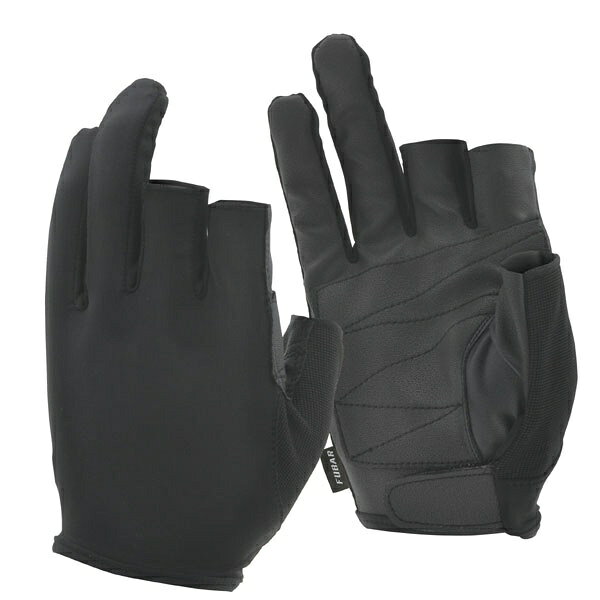 おたふく手袋｜OTAFUKU GLOVE シンセティックレザー 3フィンガーレス （黒L）