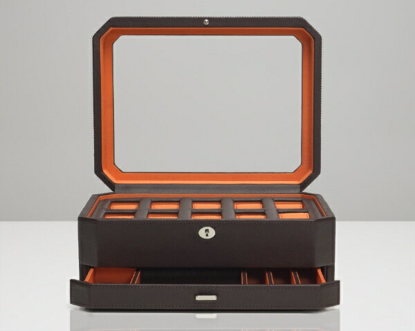 WOLF｜ウルフ WINDSOR 10 PIECE WATCH BOX WITH DRAWER 458606 ブラウン/オレンジ
