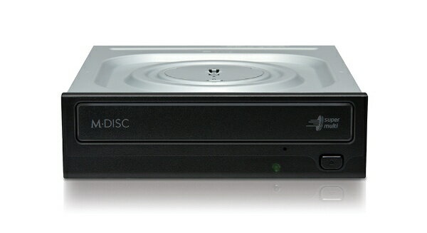 ■DVD±R24倍の高速記録対応 HLDS Super Multiは安心の「記録型CD、DVD全てに記録可能」が最大の特徴。 どのメーカーよりもいち早く記録系CDはもちろん、DVD-RAM、DVD＋R系メディア、DVD-Rメディア全ての記録が出来るドライブを開発。 多くのユーザー様に高い支持を得てきました。 GH24NSD1はHLDS SuperMultiの最大の特徴である9種類ものメディア記録を継承。 メーカーによって対応メディアの異なるDVDレコーダー等の民生機等に対する 互換性も確保しており、安心してお使いいただけます。GH24NSD1はDVD±24倍速記録の対応を達成し、より短時間でのDVD作成が可能になりました。 ■Silent Play機能で動画や音楽を静かに再生 Silent Playはドライブ側でディスクに記録されたデータの種類を識別し、読込/再生速度を制御する機能です。 ディスクからプログラムをインストールしたり、大容量のファイルをハードディスクにコピーする時は高速な読込を行いますが、オーディオCDやDVD Videoはもちろん、動画ファイルや音声ファイルも自動的にドライブが判別し、ディスクの回転速度を制御して高速回転による風きり音や、ディスクの微細な歪みや編重心による騒 音を抑え、静かで快適な再生を行います。 さらに、ディスクのAutoRun時や小容量のデータ転送など、高速な読取を必要としない 場合も機能するので、ご家族が寝静まった深夜などでも安心してお使いいただけます。 ■書き込み速度 DVD-R 2x, 4x CLV, 8x PCAV, 16x, 24x CAV DVD-R DL 4x CLV, 8x ZCLV DVD-RW 2x, 4x, 6x CLV DVD-RAM 2x, 3x 5x ZCLV DVD+R 2.4x CLV 4x CLV, 8x PCAV, 16x, 24x CAV DVD+R DL 2.4x, 4x CLV, 8x ZCLV DVD+RW 2.4x, 4x, 6x CLV, 8x ZCLV CD-R 16x CLV, 32x, 40x PCAV, 48x CAV CD-RW 4x, 10x,16x CLV, 24x ZCLV M-DISC/+M 4x CLV ■読み取り速度 DVD-R/RW/ROM(SL/DL) 16x/13x/16x/12x max. DVD-R DL 12x max. DVD-RAM (Ver.1.0/2.x) 2x ZCLV / 5x PCAV DVD- Video (CSS Compliant Disc) 16x max. DVD+R/+RW 16x / 13x max. DVD+R DL 12x max. CD-R/RW/ROM 48x/40x/48x max. CD-DA (DAE) 40x max. 80 mm CD 22x max. M-DISC/+M 12x CAV ■付属ソフト CyberLink Media Suite10 (Power2Go 8 / PowerBuckup 2.6 / LabelPrint / Media Suite / YouCam)