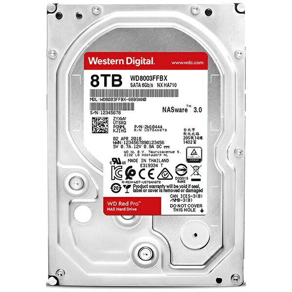 WESTERN DIGITAL｜ウェスタン デジタル 内蔵HDD SATA接続 WD Red Pro(NAS) WD8003FFBX [8TB /3.5インチ]【バルク品】 [WD8003FFBX]
