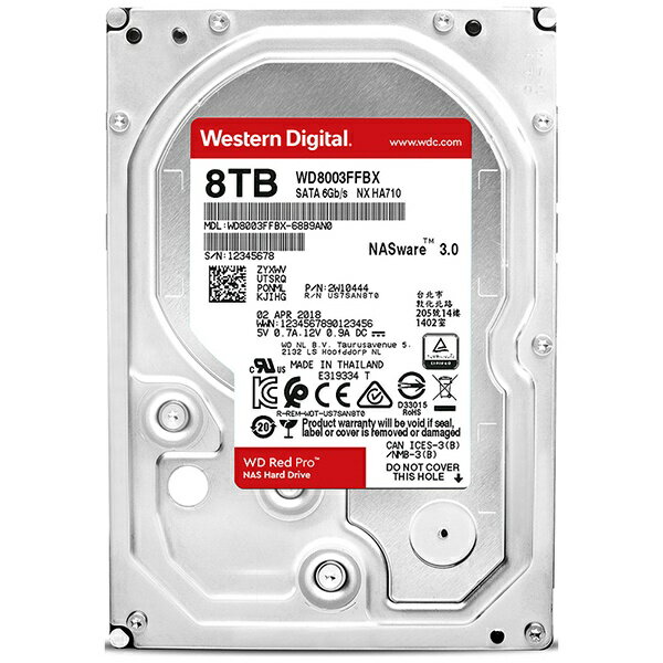 WESTERN DIGITAL｜ウェスタン デジタル 内蔵HDD SATA接続 WD Red Pro(NAS) WD8003FFBX 8TB /3.5インチ 【バルク品】 WD8003FFBX