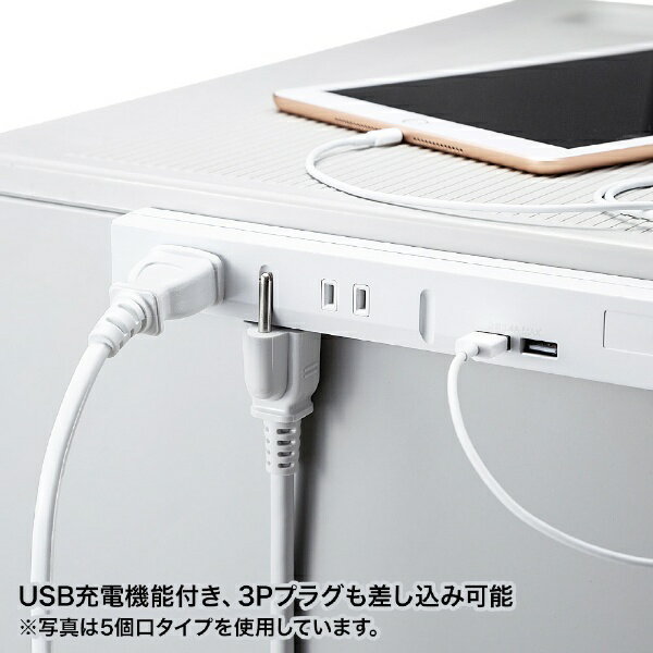 サンワサプライ｜SANWA SUPPLY スリムタップUSB充電機能付き TAP-SLIM8U-2 [2.0m /8個口 /スイッチ無 /2ポート][TAPSLIM8U2] 2
