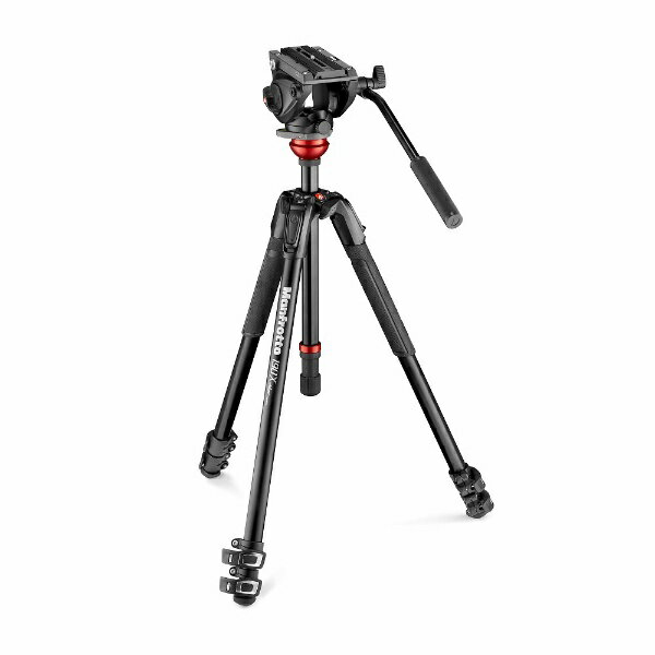 マンフロット｜Manfrotto ビデオ雲台 レベリング付きアルミ三脚 ブラック MVK500190XV 3段 /ビデオ雲台 MVK500190XV