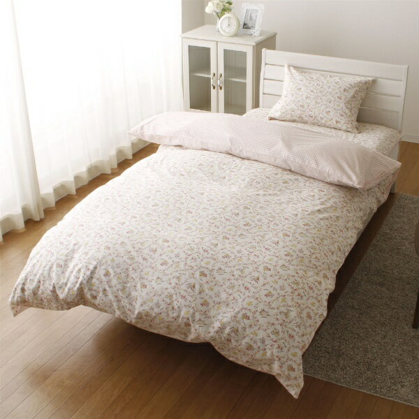 小栗　OGURI 【掛ふとんカバー】綿100％衿フリル両面プリント シングルロングサイズ(150×210cm/ピンク) NOISHU