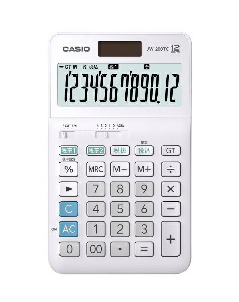 CASIO｜カシオ W税計算対応電卓 JW-200TC-N [12桁 /W税率対応][JW200TCN]