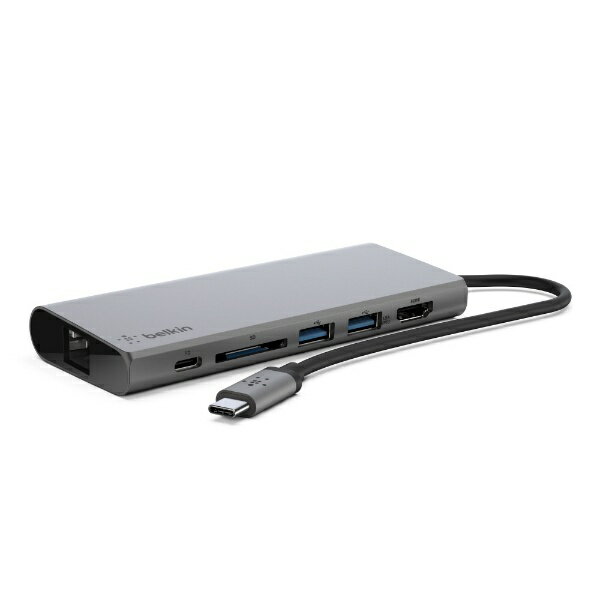 【エントリーで2倍pt(5/20まで)】 BELKIN｜ベルキン ［USB-C オス→メス カードスロット / HDMI / LAN / USB-Ax2 / USB-C］ドッキングステーション F4U092btSGY F4U092BTSGY