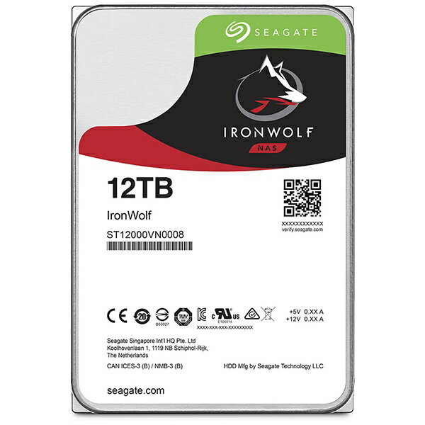 SEAGATE｜シーゲート ST12000VN0008 内蔵HDD SATA接続 IronWolf(NAS用)キャッシュ256MB 