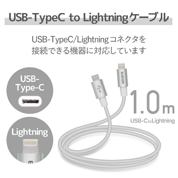 ELECOM｜エレコム iPhone 充電ケーブル Type-C ライトニングケーブル 1m PD 対応 M...