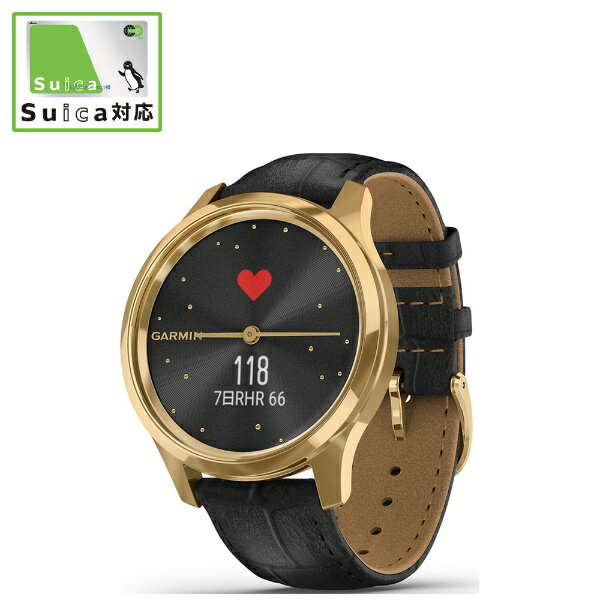 GARMIN｜ガーミン 【Suica対応】vivomove Luxe Black Embossed Leather/24K Gold 010-02241-72[100224172]