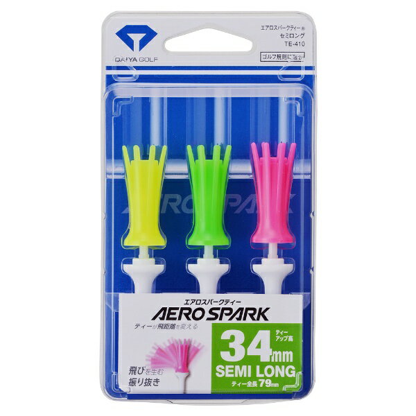 ダイヤゴルフ ゴルフティー AERO SPARK エアロスパークティー セミロング(ティーアップ高：34mm、ティー全長：79mm/3本入り) TE-410