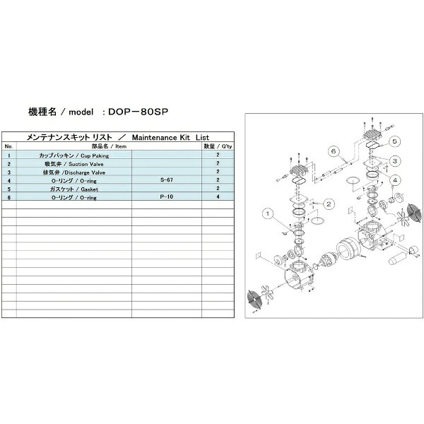 アルバック機工｜ULVAC KIKO ULVAC　DOP−80SP用メンテナンスキット DOP-80SPMAINTENANCEKIT