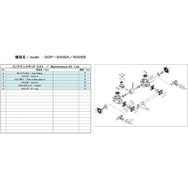 アルバック機工｜ULVAC KIKO ULVAC　DOP−400SB用メンテナンスキット DOP-400SBMAINTENANCEKIT