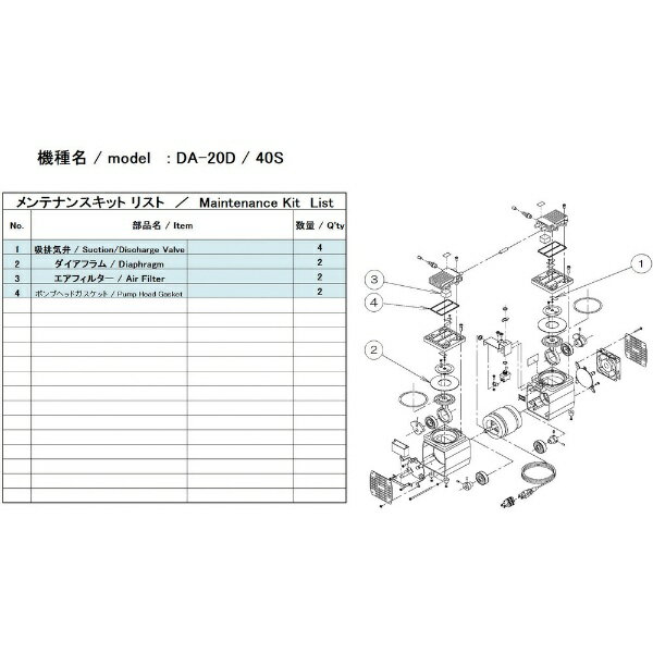 アルバック機工｜ULVAC KIKO ULVAC　DA−20D／40S用メンテナンスキット DA-20D/40SMAINTENANCEKIT
