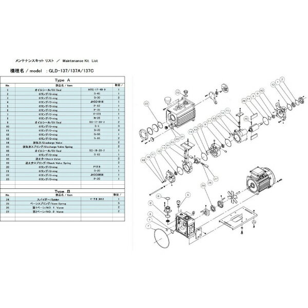 アルバック機工｜ULVAC KIKO ULVAC　GLD−137用メンテナンスキットA GLD-137MAINTENANCEKITA